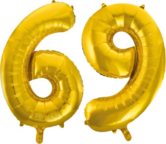 Folieballon 69 jaar Goud 66cm
