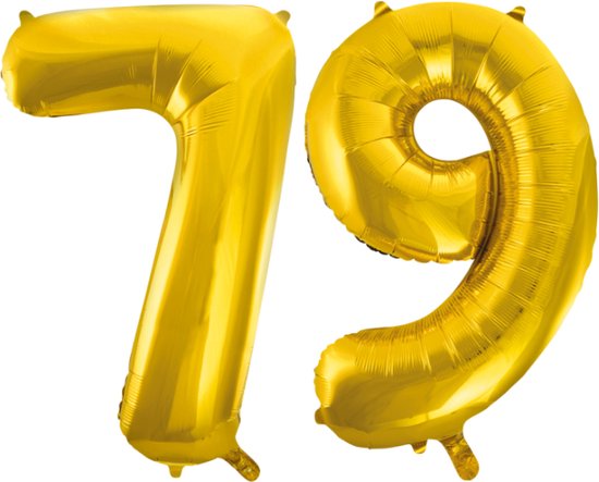 Folieballon 79 jaar Goud 66cm
