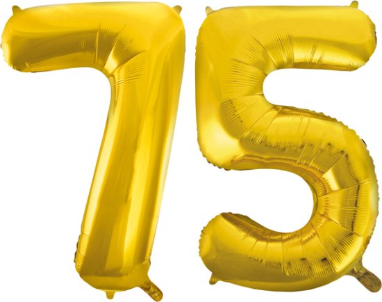 Folieballon 75 jaar Goud 66cm