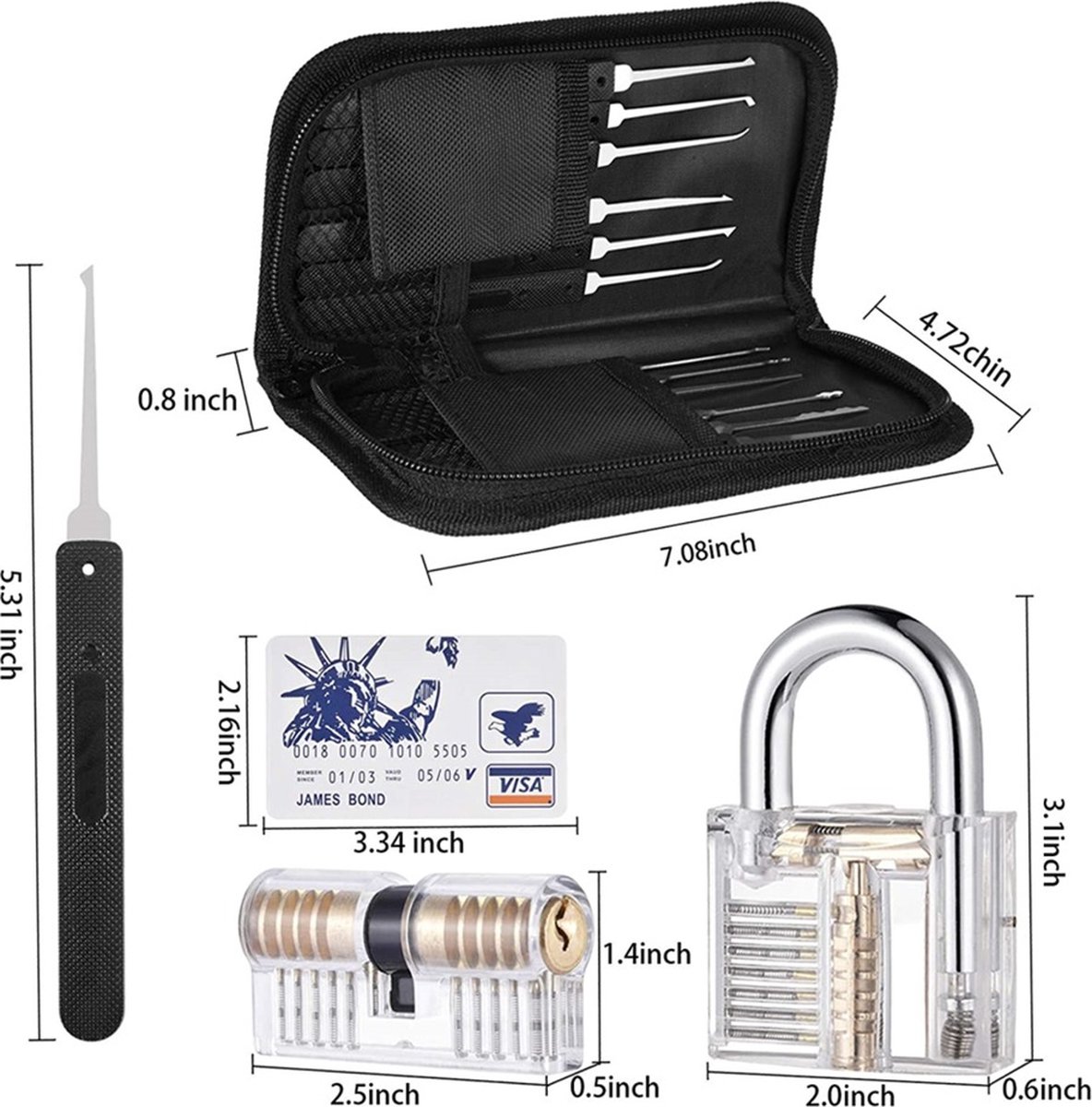 D.M.Store - Lockpick set - Lockpicking set - Lockpick - Lockpick set beginners - Survival Kit - Sloten opener set - lockpick set voor beginners en gevorderden - Oefenslot - Lock picking set — cadeau in Hobby - foto 7