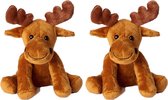 2x stuks pluche bruine eland knuffel 20 cm - Elanden knuffels - Speelgoed voor kinderen