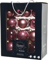 Decoris Kerstballen - 26 stuks - glas - oudroze - 5-6-7 cm