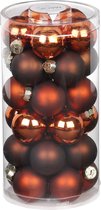 Inge Christmas Kerstballen - 30 stuks - glas - kastanje bruin - 4 cm