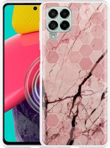 Hoesje Geschikt voor Samsung Galaxy M53 Pink Marble