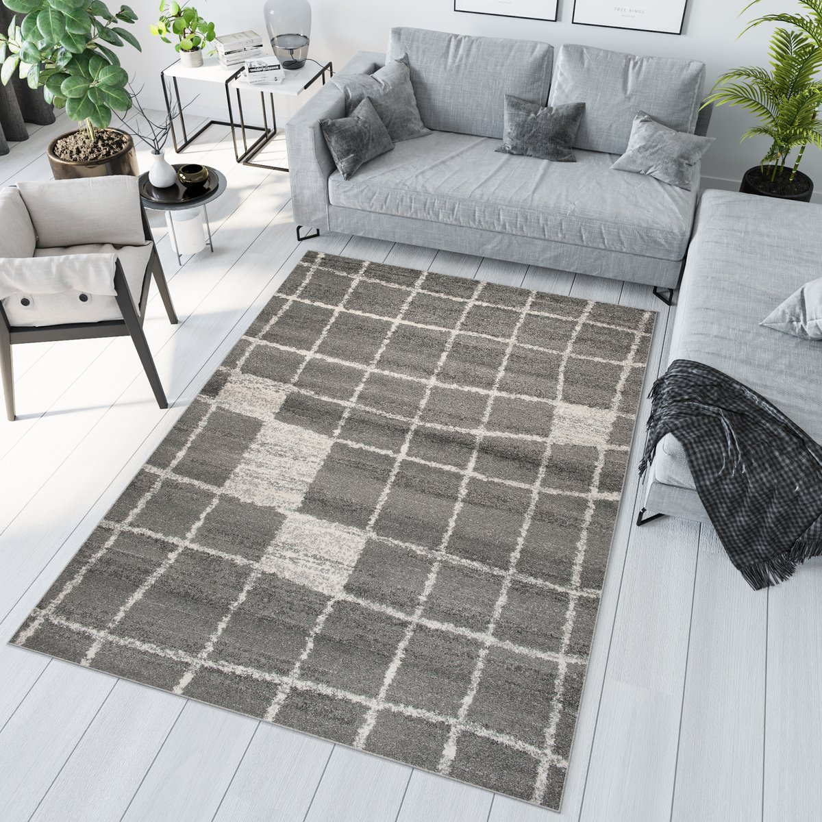 Tapiso Sari Vloerkleed Woonkamer Grijs Tapijt Karpet Maat- 120x170 Grijs 9
