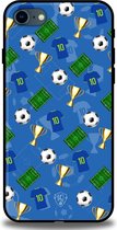 Voetbal icons telefoonhoesje - Apple iPhone 7 / 8 / SE (2020) - backcover - blauw