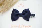 Haarstrikken Satijn Metallic Mini - Marine blauw - Haarclip - Glitter - Baby shower - Bows and Flowers