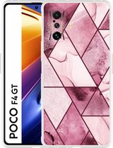 Xiaomi Poco F4 GT Hoesje Roze Marmer Mix - Designed by Cazy