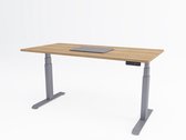 Tri-bureau Premium | Bureau assis-debout électrique | Base en aluminium | Feuille de chêne d'Halifax | 180 x 80 cm
