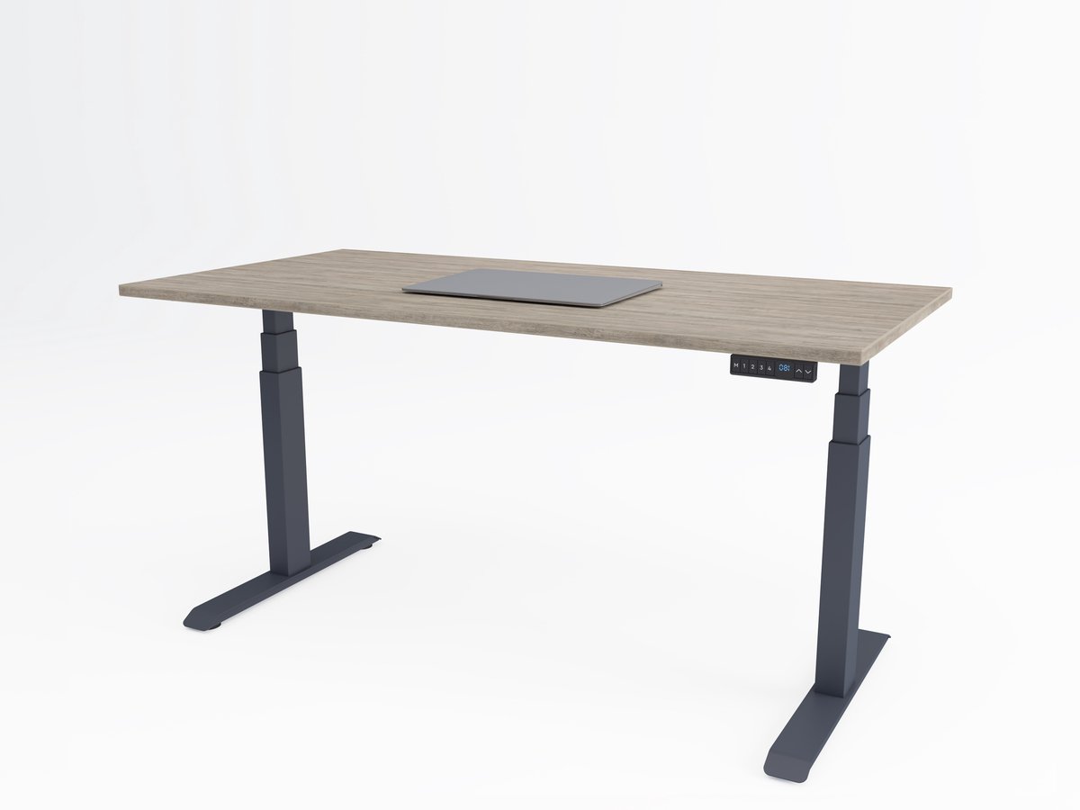 Tri-desk Premium | Elektrisch zit-sta bureau | Antraciet onderstel | Delano eiken blad | 160 x 80 cm