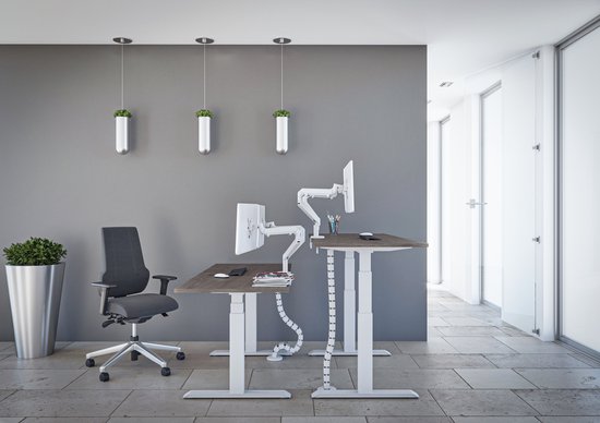 Tri-desk Premium | Elektrisch zit-sta bureau | Zwart onderstel | Kersen blad | 200 x 80 cm