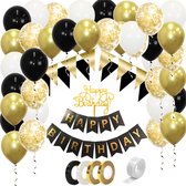 Décoration 85e Anniversaire Noir & Or - Kit 32 Pièces - Ballons Chiffre 80cm - Cadeau Anniversaire