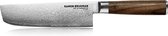 Ramon Brugman par MOA - Couteau à légumes - Nakiri - Acier VG10 - Acier damassé 66 couches - Bois de noyer non traité - Lame 18 cm