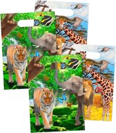 40x stuks Safari/jungle thema kinderfeestje feestzakjes/uitdeelzakjes 16,5 x 23 cm - Dieren thema