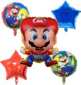 Super Mario ballon set - Helium Ballonnen Set - 5 delig - Versiering - Mario - Feest balonnen