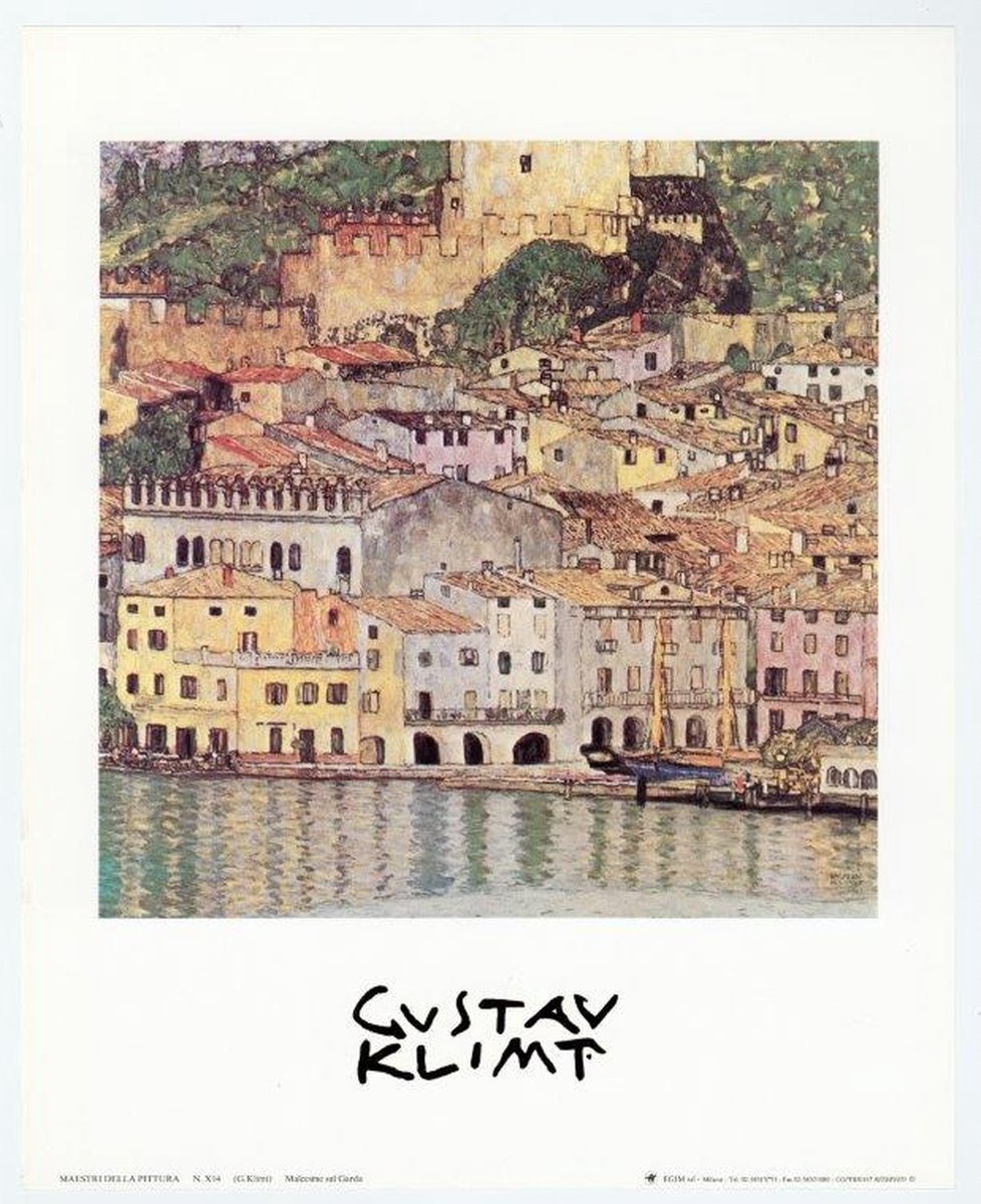 Catch Projecten Mini kunstposter - Malcesine aan het Gardameer - Gustav Klimt - 24x30 cm Multicolor