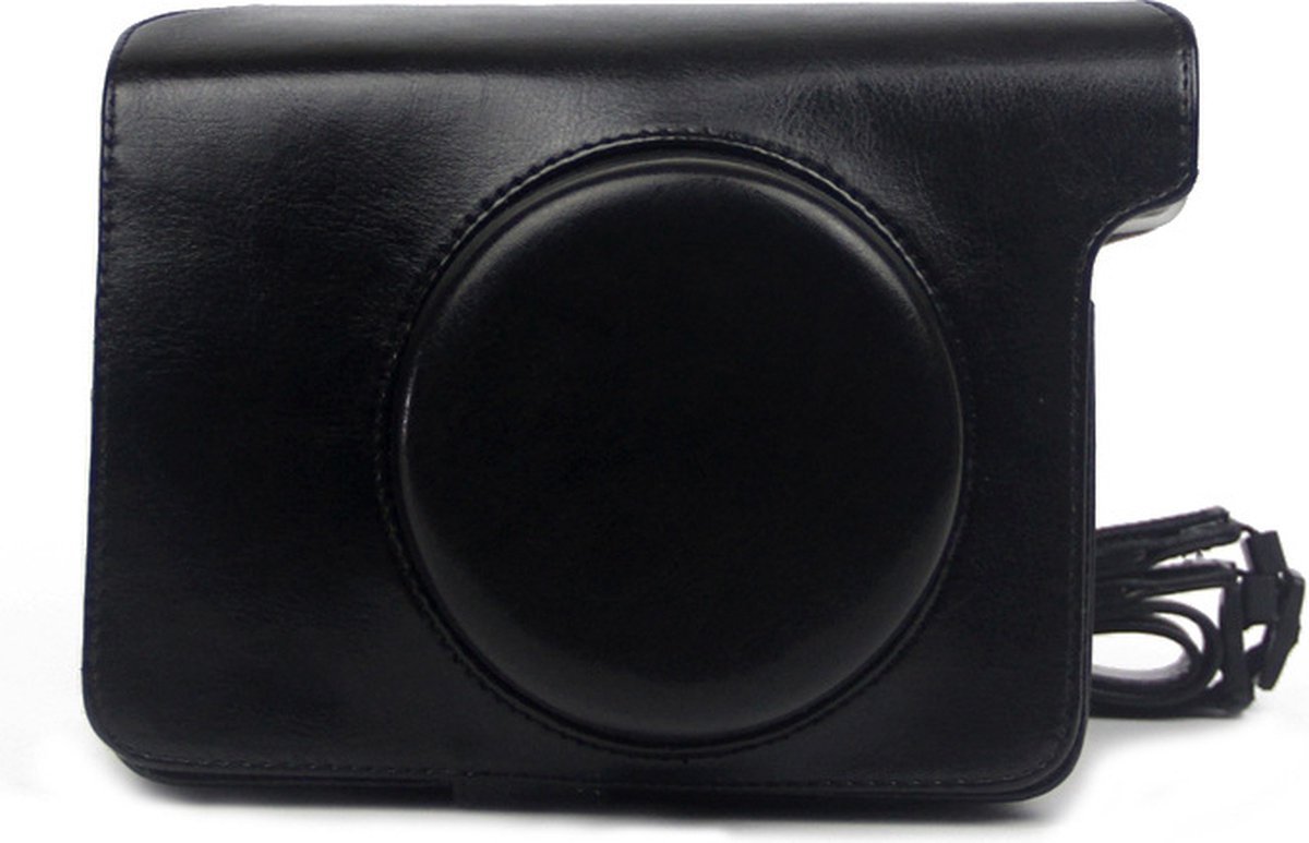 Luxe PU Leren Case Met Draagriem Geschikt Voor Polaroid W300 - Zwart