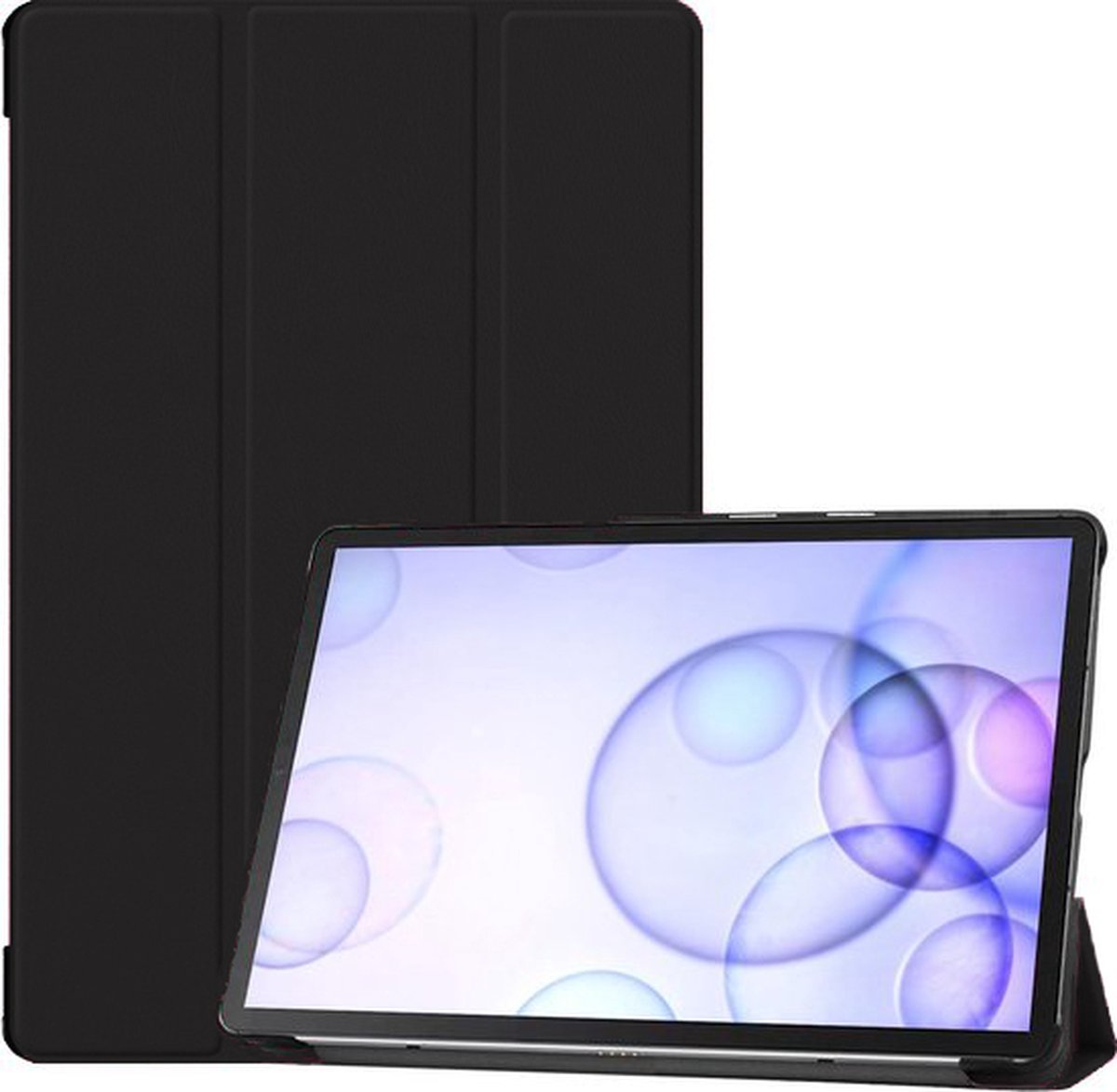 Samsung Tab S6 Lite 10.4 Inch Hoes Zwart Hoesje - Tri Fold Tablet Case - Smart Cover- Magnetische Sluiting - Samsung Galaxy Tab S6 Lite