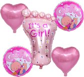 Babyshower Versiering - Meisje - baby decoratie - It's a girl - Geboorte versiering Meisje - versier pakket roze - helium ballonnen - baby shower - set