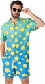 OppoSuits Smiley™ Summer Fade Heren Zomer Set  - Bevat Shirt En Shorts - Tropische Zwem Kleding - Blauw - Maat XL