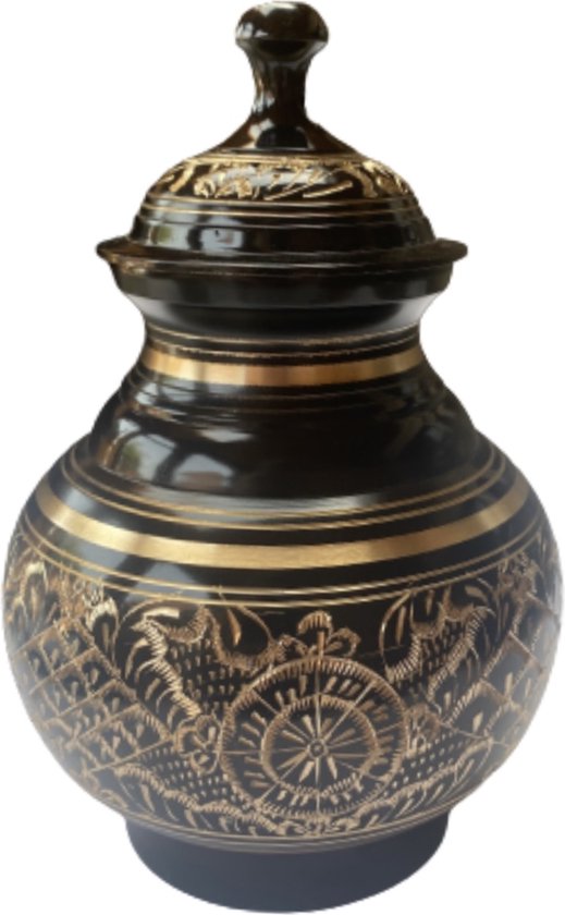 Verdeel Urn/Dierenurn Pot Belly Black Engraved 13072