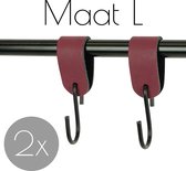 2x Leren S-haak hangers - Handles and more® | BORDO - maat L (Leren S-haken - S haken - handdoekkaakje - kapstokhaak - ophanghaken)
