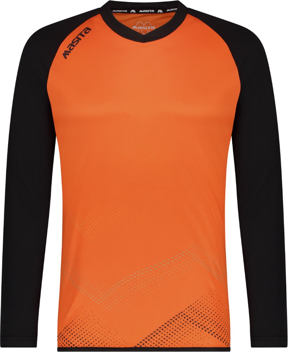 Masita | Riva Dames & Heren T-Shirt Lange Mouw Unisex Sportshirt - ORANGE/BLACK - XXL