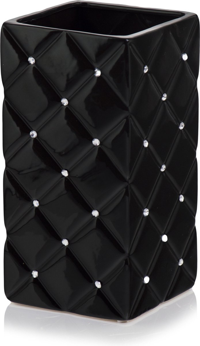 Decoratieve bloempot Glamour Ø14cm H26cm keramiek/zwart
