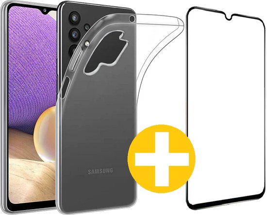 Coque Samsung A32 5G + Protection d'écran Premium Samsung Galaxy A32 5G | Housse en silicone | Boîtier transparent | Verre trempé | Une protection complète