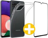 Hoesje en Screenprotector Combi Geschikt Voor Samsung A12 - Transparant Hoesje + Premium screenprotector