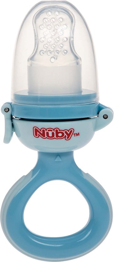 Product: Nuby - Nibbler Sabbelzakje uit silicone - Sabbelzakje voor baby's en peuters vanaf 6 maanden - Nibbler voor fruit en groenten - zonder BPA - Blauw, van het merk NÃ»by
