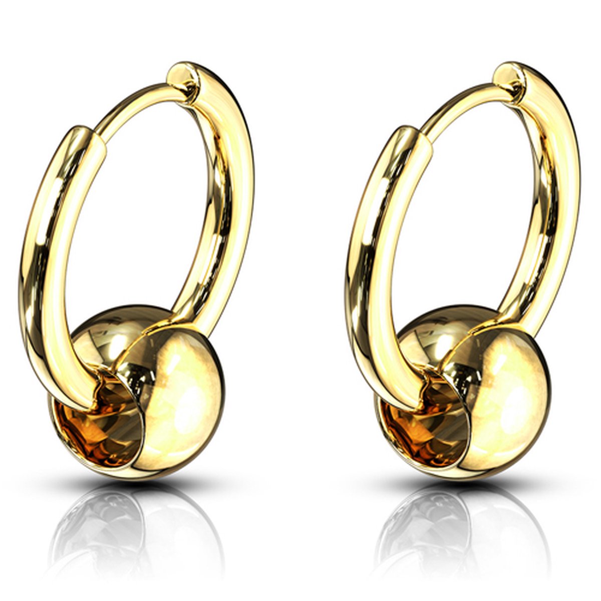 Oorbellen Captive Ball action ringen gold plated ©LMPiercings