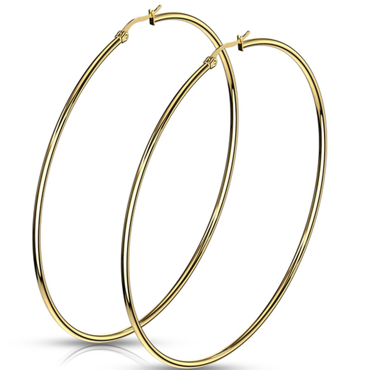 Oorbellen gold plated ringen 75mm ©LMPiercings - LMPiercings NL