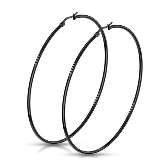 Oorbellen zwarte ringen 75mm | bol.com