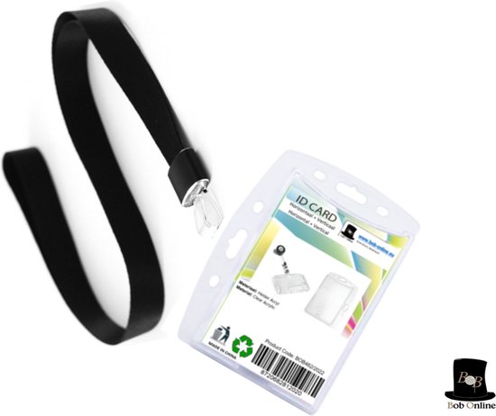 Foto: Bob online 2 stuks 1 x horizontale verticale id badgehouders acryl 1 stuks zwart lanyard keykoord id lanyard visitekaarthouder id kaarthouder 1 x horizontal vertical id badge holder 1 x black lanyard polyester acrylic id