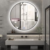 Sunlight - Miroir de salle de bain - 120cm - Rond - Cadre Zwart - Tactile - Eclairage LED - Dimmable de 3000K à 6000K - Anti Condensation - Industriel