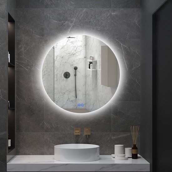 Sunlight - Miroir de salle de bain - 80cm - Rond - Tactile - Eclairage LED  - Dimmable