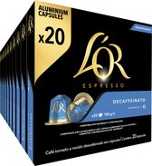 Bol.com L'OR Espresso Decaffeinato Koffiecups - Intensiteit 6/12 - 10 x 20 capsules aanbieding