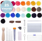 LBB - Naaldvilten - Starterset - 25 kleuren wol - Incl. Tools - Needle felting - Pakket - Gekaarde wol - Viltnaalden - Punch needle - Pakket - Voor starters - Hobby en creatief volwassenen