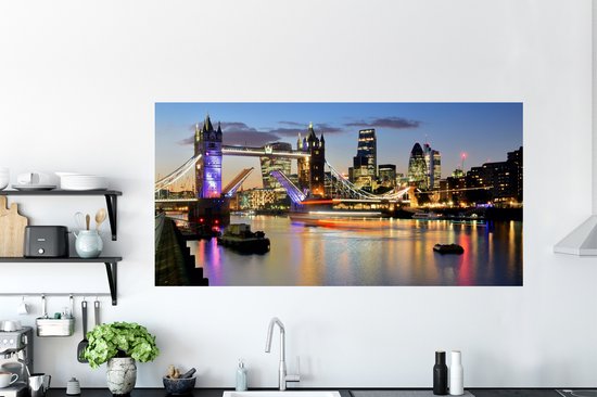 Stickers muraux - Film autocollant - Londres - Tower Bridge - Soirée - 160x80 cm - Film adhésif - Stickers muraux chambre d'enfant - Papier peint autocollant - Papier peint autocollant - Film autocollant
