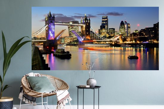 Stickers muraux - Film autocollant - Londres - Tower Bridge - Soirée - 160x80 cm - Film adhésif - Stickers muraux chambre d'enfant - Papier peint autocollant - Papier peint autocollant - Film autocollant