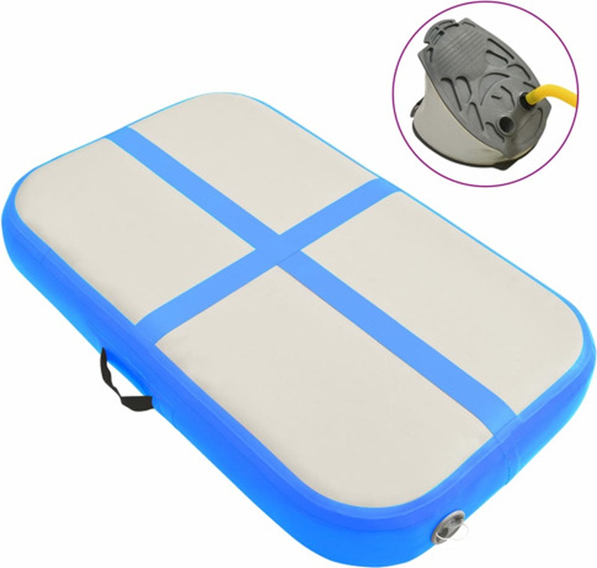 vidaXL Gymnastiekmat met pomp opblaasbaar 60x100x10 cm PVC blauw