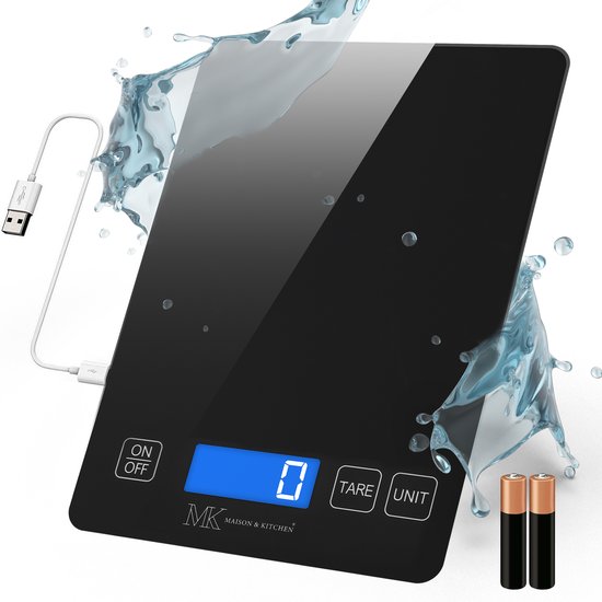 Digitale Precisie Keuken Weegschaal 1gr tot 15 kg Met Tarra Functie Elektrisch USB Opblaadbaar