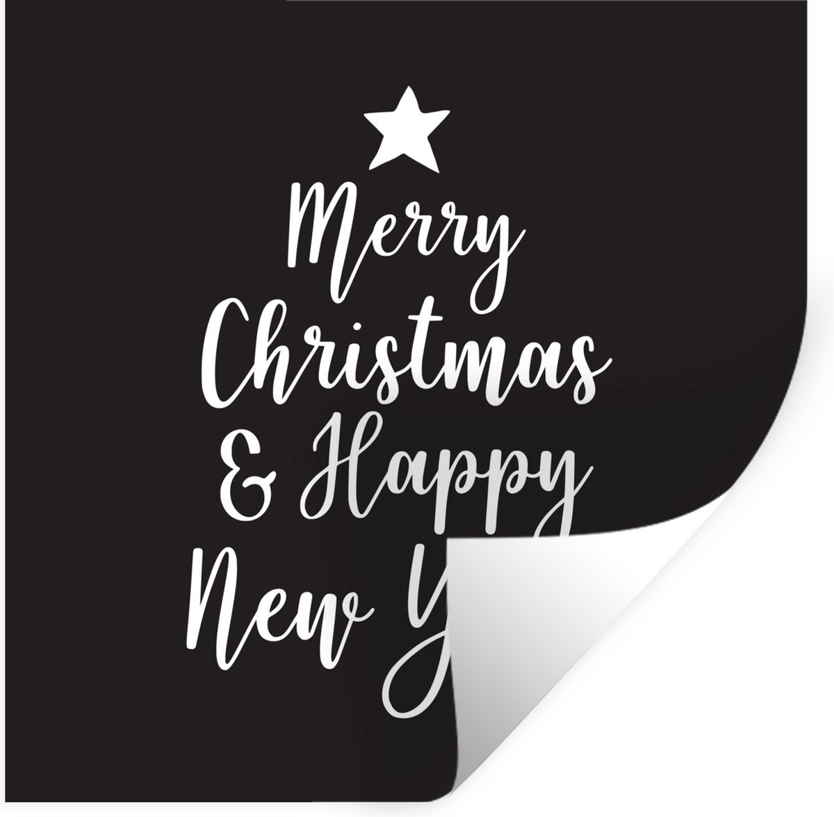 Muurstickers - Sticker Folie - Kerst quote "Merry Christmas & Happy New Year" op een zwart