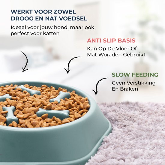 Anti Schrokbak Hond - Voerbak hond - Slowfeeder Hond - Schrokbak Hond - Anti schrok - Groen