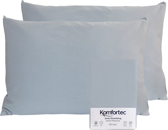 Komfortec Set van 2 Premium Jersey Kussenslopen 40x60 cm - Superzachte Kussenhoes – 100% Katoen – 150 g/m² - Grijs