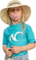 Watrflag Rashguard Valencia Kids - Turquoise - UV beschermend surf shirt korte mouw 116