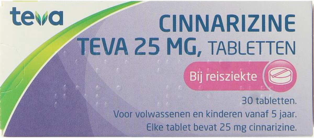 Goedkoopste Teva Cinnarizine 25 mg 30tb