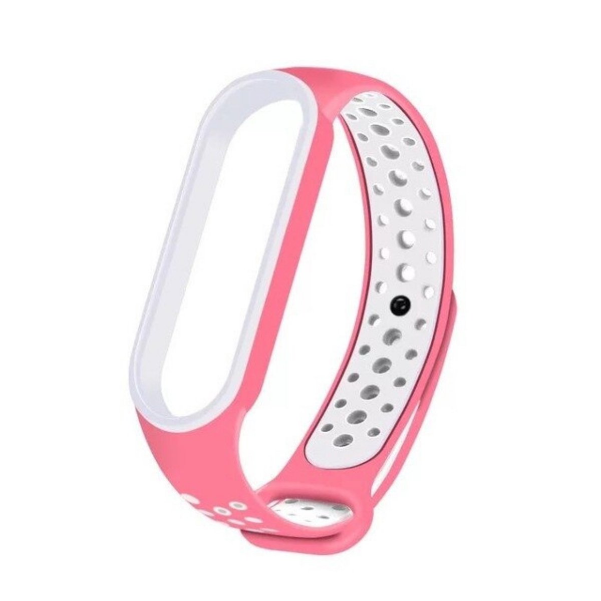 Horlogeband geschikt Voor Mi Band 5-6 - Horloge Band - Polsband - Vervanging Bandjes - Roze met wit