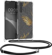 kwmobile telefoonhoesje geschikt voor OnePlus Nord - Hoesje met telefoonkoord - Back cover voor smartphone - Case in goud / grijs / transparant
